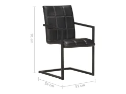 Sillas voladizas de comedor 4 unidades cuero auténtico negro