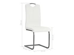 Sillas voladizas de comedor 2 unidades cuero sintético blanco