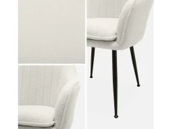 Sillón borreguito con patas de metal, set de 2 borreguito blanco