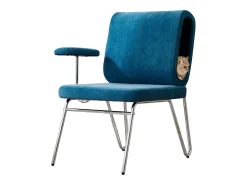 Sillón con agujero para gatos - sillón ancho - reposabrazos intercambiables - azul