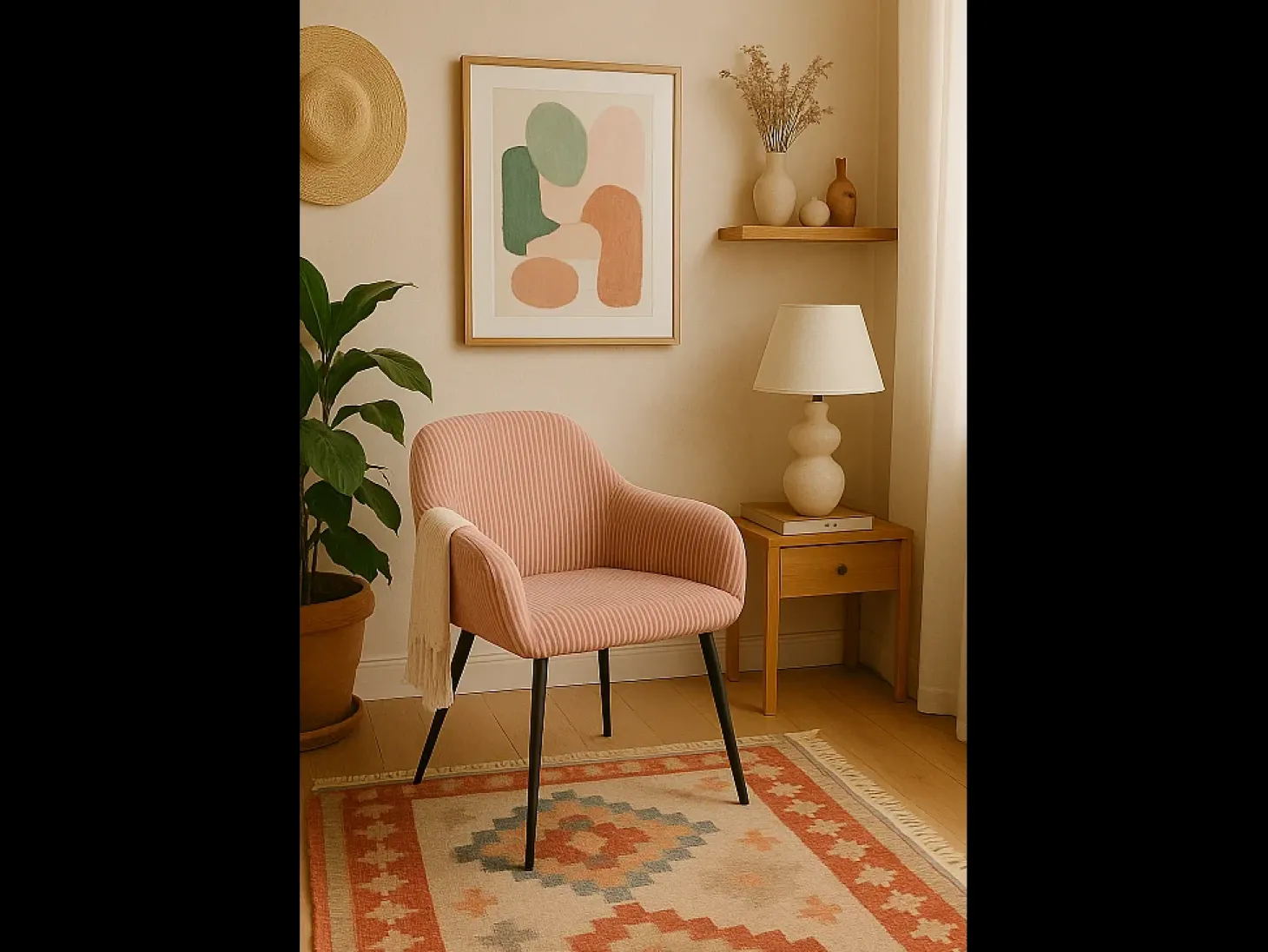 Sillón Confortable de Terciopelo Cotelé Miro - Rosa