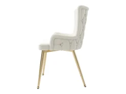 Sillón de comedor de 2 piezas en terciopelo con patas de metal dorado, beige (62,23x58,42x55,88 cm)