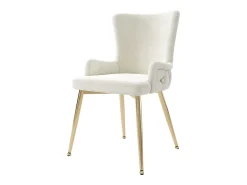 Sillón de comedor de 2 piezas en terciopelo con patas de metal dorado, beige (62,23x58,42x55,88 cm)