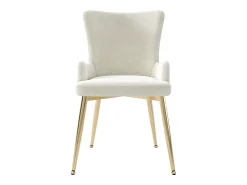 Sillón de comedor de 2 piezas en terciopelo con patas de metal dorado, beige (62,23x58,42x55,88 cm)