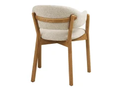 Sillón de comedor DUNKIRK de roble macizo y tela beige