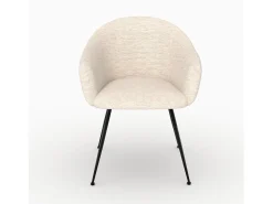 Sillón de comedor en tela blanco jaspeado y patas de metal negro - Socky