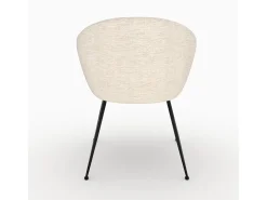 Sillón de comedor en tela blanco jaspeado y patas de metal negro - Socky
