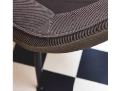 Sillón de pana con patas de metal negro mate, set de 2 gris oscuro