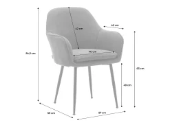 Sillón de pana con patas de metal negro mate, set de 2 gris oscuro
