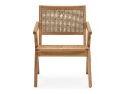 Sillón de roble con reposabrazos y ratán natural Arkin
