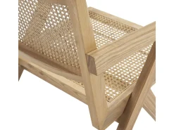 Sillón de roble con reposabrazos y ratán natural Arkin