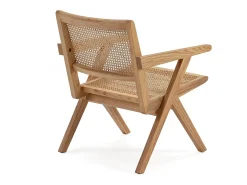Sillón de roble con reposabrazos y ratán natural Arkin
