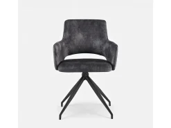 Sillón de tela efecto terciopelo con patas de metal Lysandra - Antracita