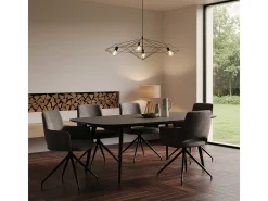 Sillón de tela efecto terciopelo con patas de metal Lysandra - Antracita