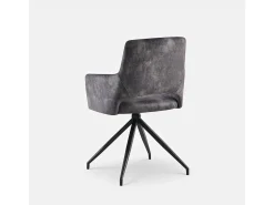 Sillón de tela efecto terciopelo con patas de metal Lysandra - Antracita
