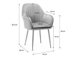 Sillón de terciopelo con patas de metal, set de 2 blanco roto