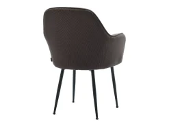 Sillón de terciopelo de canalé y patas de metal negro, set de 4 gris