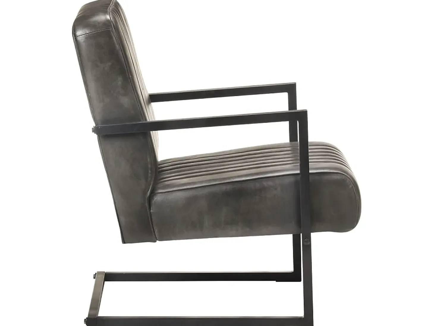 Sillón en voladizo cuero auténtico gris envejecido ES50309