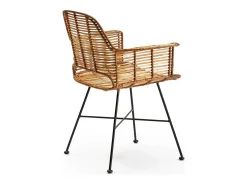 Sillón GALY de mimbre natural con patas de metal negro – interior y exterior