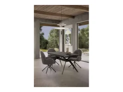 Sillón giratorio modelo Damas con brazos tapizado textil gris oscuro, 89cm(alto) 64cm(anc