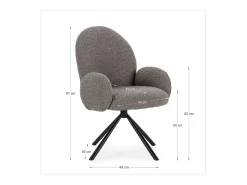 Sillón giratorio modelo Damas con brazos tapizado textil gris claro, 89cm(alto) 64cm(anch