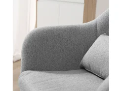 Sillón giratorio, regulable en altura, sillón decorativo de diseño retro, sillón reclinable con cojín de respaldo, lino, gris.