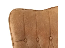 Sillón orejero de cuero auténtico marrón canela ES62476