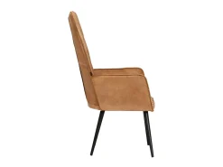 Sillón orejero de cuero auténtico marrón canela ES62476