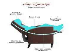 Sillón Reclinable Ergonómico – Confort Supremo para Sala y Relajación en Marrón