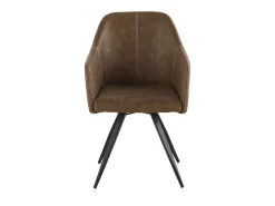 Sillón tapizado marrón patas metálicas negras