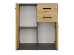 SIMPLO - Aparador de 74 cm con 2 puertas y 2 cajones - Antracita roble artesanal