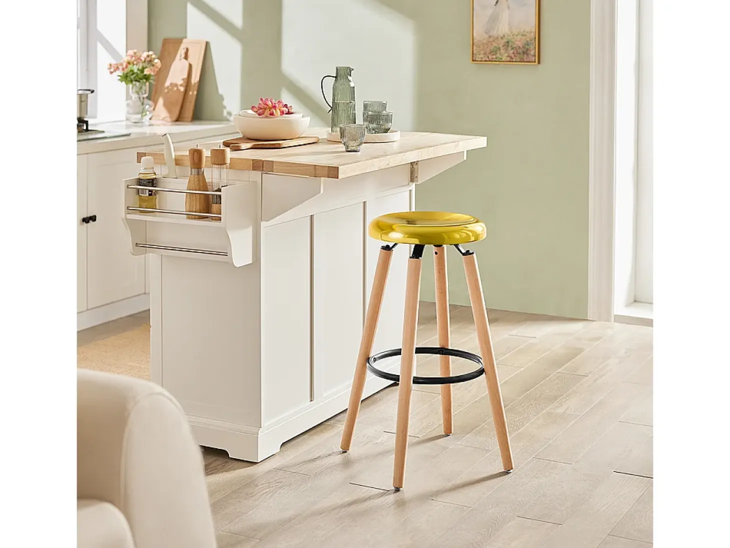 SoBuy FST89-G Taburete de bar con reposapiés