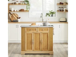 SoBuy Isla de cocina con dos cajones 107x71x92.5cm Funcional FKW130-N