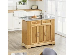 SoBuy Isla de cocina con dos cajones 107x71x92.5cm Funcional FKW130-N