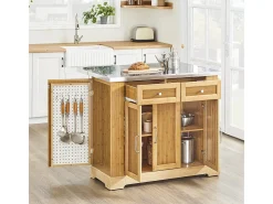 SoBuy Isla de cocina con dos cajones 107x71x92.5cm Funcional FKW130-N