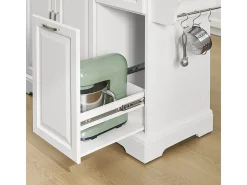 SoBuy Isla de cocina sobre ruedas con encimera extensible, armario ahorra espacio, dos cajones, estante ajustable Blanco 130 x 46/71 x 91cm