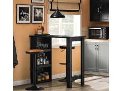 SoBuy Mesa de Bar con Estantes, Ahorra Espacio en Cocina, Negro