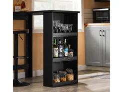 SoBuy Mesa de Bar con Estantes, Ahorra Espacio en Cocina, Negro