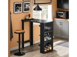 SoBuy Mesa de Bar con Estantes, Ahorra Espacio en Cocina, Negro