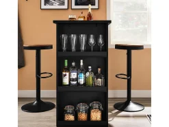 SoBuy Mesa de Bar con Estantes, Ahorra Espacio en Cocina, Negro