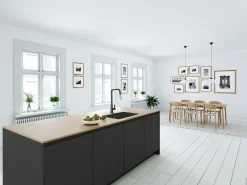 Style Grifo mezclador de fregadero con ducha extraíble negro mate y cromo Essebagno