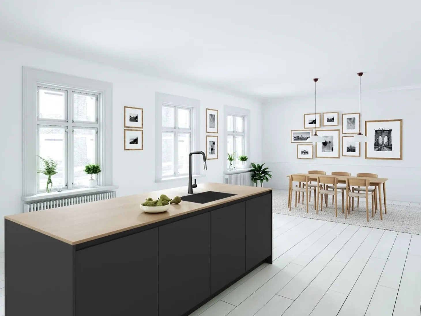 Style Grifo mezclador de fregadero con ducha extraíble negro mate y cromo Essebagno