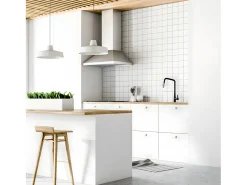 Style Grifo mezclador de fregadero con ducha extraíble negro mate y cromo Essebagno