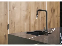 Style Grifo mezclador de fregadero con ducha extraíble negro mate y cromo Essebagno