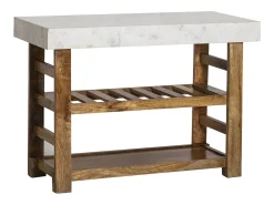 Tabla de cocina de mármol y madera Louca con almacenamiento - Made in Meubles