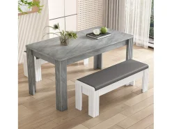 Tabla de comedor 4 personas - Paneles de partículas - Efecto de concreto gris - carga máxima de 130 kg - 117x68x75cm