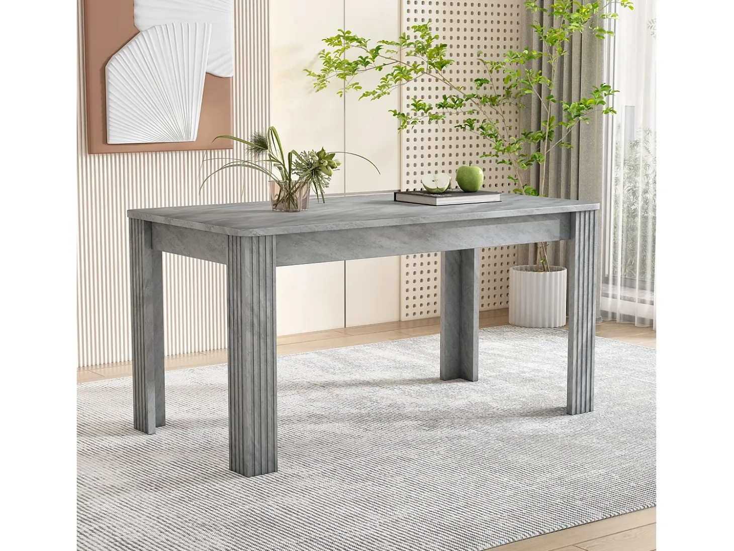 Tabla de comedor 4 personas - Paneles de partículas - Efecto de concreto gris - carga máxima de 130 kg - 117x68x75cm