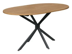 Tabla de comedor oval de 4 a 6 personas, en MDF y metal - Natural y Negro - Mesa fija - 120x80x75.5cm