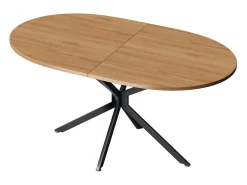 Tabla de comedor oval de 4 a 6 personas, en MDF y metal - Natural y Negro - Mesa fija - 120x80x75.5cm
