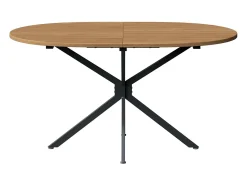 Tabla de comedor oval de 4 a 6 personas, en MDF y metal - Natural y Negro - Mesa fija - 120x80x75.5cm